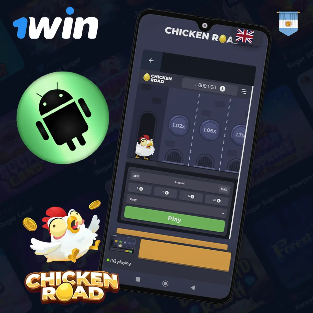 Descarga la aplicación 1Win en Android para jugar a Chicken Road